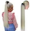 Klipsy syntetyczne w Pony Tail Fake Hair Extension Ponytail Długa Prosto Wrap Dookoła Dla Czarnych Kobiet Modnych Modna Ikona Mody