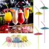 Plastic Straw Cocktail Parasols Umbrellas Drinks Picks Wedding Event Party Supplies Holidays Luau Sticks KTV Bar Cocktails Decorations WLL839
