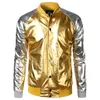 Red Metallic Glitter Bomber Kurtki Mężczyźni Kobiety Zipper Front Shiny Baseball Kurtka Płaszcz Mężczyźni Scena Taniec Prom Halloween Kostium 2xl 210819