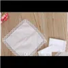 White Lace Thin Woman Wedding Gifts Party Decoration Cloth Napkins Plain Blank Diy Handkerchief 2525Cm 4Mpxh Defjo