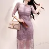 Korea Chic Women Temperament Lace Hollow Out Dresses Fashion Summer Slim Kvinna Klänning Vestidos 210520