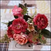 Festive Party Supplies Garden Decorative Flowers & Wreaths Simation Bunch Small Rose Artificial Flower Home Decoration Bouquet Fake Peony Dr