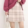 Casual Women Wool plaid skirt Japanese Harajuku Ulzzang Vintage High Waist A-line Skirt Female Fashion Korean Kawaii Cute 210421