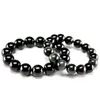 Round Obsidian Gemstone Brave Strands Bracelet for Men Women Size 8 10 12 14 16MM Black Stone Beaded Jewelry Wholesale