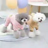 Vestuário para cães pijamas veludo cães macacão 4 pernas pet pjs filhote de cachorro gato pijama onesie para outono inverno animais de estimação roupas para pequeno do268b