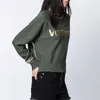 Rowling vert lettre impression femmes sweat automne O cou à manches longues décontracté sauvage dame sweat pull hauts 210729