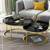 Light luxury ly expandable living room furniture sofa table small apartment Nordic circular creative set coffee table combin3724588