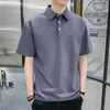 BROWON Marque Polo Shirt Hommes Vêtements Couleur Unie Mode Respirant Mince Polos Col Rabattu Demi Surdimensionné Vêtement 210421