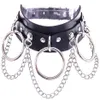 Sexy Handmade Choker Punk Leather Collar Belt Necklace and Chain Fashion Club Party Two Layers Chokers a54