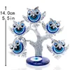 HD Blue Evil Eye Tree Feng Shui Owl Décoratif Collection Cadeau de pendaison de crémaillère pour la protection, bonne chance et prospérité 210929