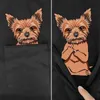 Мужские футболки для животных животных собаки хлопчатобумажная футболка мода бренд летний карманный Йоркширский терьер 3D печатные футболки повседневные топы уличные