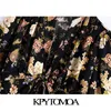 Blusas recortadas con estampado floral de moda para mujer Camisas femeninas atadas ajustables de manga larga Blusas Chic Tops 210420