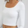 134 kurze Hemden, schmale Passform, integrierte gepolsterte Körbchen, sexy Yoga-Outfit, langärmelige Oberteile, Fitness-Shirt, dehnbar, hautfreundlich, Outfits für unterwegs, Alltag, Top1897542