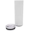 Wholesale 20oz Bulk Sublimation Blank White Skinny Tumbler Stainless Steel Double Wall Heat Transfer Water Bottle Metal Cups 210907