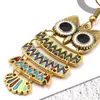 Bronze antique oiseau hibou boucles d'oreilles balancent émail Animal crochet lustre boucles d'oreilles pour femmes mode bijoux volonté et sable