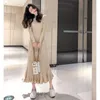Günlük Elbiseler Kazak Elbise Kadınlar Kalın Mermaid Maxi O-Boyun Uzun Kollu Örme 2021 Sonbahar Kış Zarif Kadın A-Line Slim Seksi