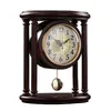 Vintage Retro Wooden Table Clock Living Room American Large Desk Clock Pendulum Clock Desktop Home Table Watch Decoration Gift 211112