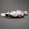 Raw Amethyst Druzy Clear Crystal Point Electroformed Copper Pendant Double Bails Irregular Rough Natural Purple Quartz Geode Cluster Triple White Rock Stick Charm