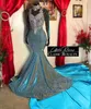 Sparkly Payetli Uzun Mermaid Gelinlikler 2021 Boncuk Kristal Afrika Yüksek Boyun Kadınlar Örgün Parti Abiye giyim