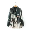Women's Retro Tie-Dye Double-Breasted Blazer Stylish Long-Sleeved Striped Chic Suits Jacket Spring And Autumn 210521