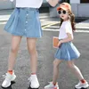 Dzieci dla dziewczyn spodenki dzieci denim moda 2021 letni przypadkowy nastoletni krótki spódnica linii 10 12 rok 210331