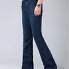 Herrens blossade ben jeans byxor hög midja lång flare för män bootcut blå hommes klockbotten jeans män 210622274j