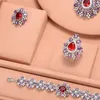 Wysokiej jakości wspaniałe luksusowe geometryczne słodkie kolczyki z czerwonego kropla dla szlachetnych kobiet ślubnych przyjęcia biżuterii Zestaw biżuterii