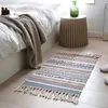 Tapis de sol touffeté tridimensionnel Simple en coton et lin, tapis de chevet pour chambre à coucher, salon, canapé, Table basse, à pampilles