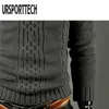 Ursporttech Höst Vinter Men Turtleneck Sweater Pullover High Lapel Jacquard Mäns Linne Turtle Neck s Y0907