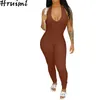 Arrival Body Suits for Women Backless Casual Solid Color Jumpsuits Skinny Deep V Neck Enteritos Mujer Verano 210513