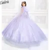 lavender Quinceanera With Shawl Sweet 16 Dresses Lace Applique Off Shoulder Laceup Prom Ball Gowns Graduation 7th5963204