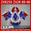 Motorrad rot blau Karosserien für KAWASAKI NINJA ZX2R ZXR250 ZX 2R 2 R R250 ZXR 250 89-98 Karosserie 84No.31 ZX2 R ZX-2R ZXR-250 89 90 ZX-R250 1989 1990 Vollverkleidungssatz