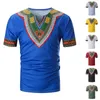 Arrivé Folk-Custom T-shirts Hommes Été Casual Africain Imprimer V Col Pull À Manches Courtes T-shirt Top Blouse Camiseta 210629