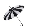 Umbrella Black And White Stripes Long Handles Bumbershoot Pagoda Creative Fresh Photography Umbrellas Straight Rod Bent Handle SN5550