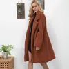 Autumn and winter women's fur coat medium length lamb wool thickened coat imitation wool loose cardigan windbreaker 211207