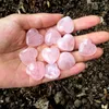 Heart Shaped Rose Pink Natural Quartz Crystal Stone Charm Carved Palm Love Healing stone for Diy Craft Jewelry Making