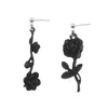 Stud Dark Goth Style Black Wild Rose Charms oorbellen voor dames nachtwinkel hiphop rock steampunk asymmetrische oorhanger geschenken