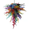 Modern Lamps Multi Colored Led Pendant Lighting Colorful Blown Glass Chandelier Lights Long Chain Hanging Lamp Art Decor Home Indoor Light 40 Inches High