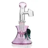 7 tum höjd unik rosa bong glas vatten bongs återvinnaroljeriggar rökande glas vatten rör glas rör sköldpaddor dab riggar med 14 mm