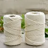 Yarn 4-6mm 50M Beige Cotton Twisted Braided Cord Rope Craft Durable Macrame String DIY Handmade Home Decorative Textile Accessories1