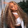 Couleur ombre Couleur Sights Cliky Curly Lace Front Perruques de cheveux humains Remy Hair Mélanger Brown Honey Blonde 13x4 HD Lacets transparents Perruques