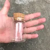 コルク小さな透明ミニ空ガラスバイアルの瓶の瓶の瓶の付いた80mlのガラス瓶の瓶の瓶の塗りの皮革環境12個/ロット210331