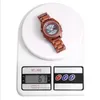 Нарученные часы с полной деревянными часами Mens Digital Poiner Dual Display Watches Красные деревянные часы с кварцевыми часами с ремешкой для ремеша подарка подарка подарка мужского подарка мужского подарка