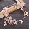 Fairy Style Women Hairband Headpieces Pink Flowers Floral Crown For Wedding Brides Tiara Head Piece Jewelry Ladies Hair Accessories Party Prom Headwear AL8885