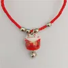 Novo Bonito Lucky Gato Cerâmica Beads Cofre Pulseira Red Rope Bangle Handmade Moda Jóias Ajustável Comprimento