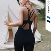 Ensembles de yoga sans couture femmes sans manches vêtements de sport sangle arrière croix ensemble avec collants de sport rembourrés barboteuses combinaison de fitness 210802