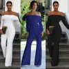 Long Sleeve Jumpsuits Mesh Patchwork Off Shoulder Dinner Party Slim Women Fashion Evening Celebrate Occasion Playsuits Rompers 210416