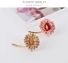 Gold Enamel Sunflower Brooch Pin Metal Flower Brooches Business Suit Dress Tops Corsage lapel pins women men fashion jewelr will and sandy