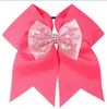 14 pcs 8inch grandes lantejoulas cabeça curva gordurina fita fita arcos crianças cheerleading meninas acessórios elásticos paterão jojo swia