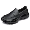 Moda sürüş somunlar inek deri el yapımı kalın topuk platform peans ayakkabı açık rahat rahat ayakkabı